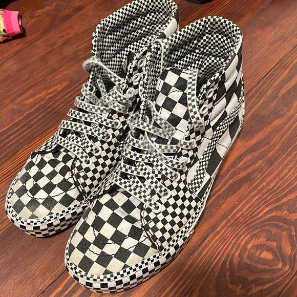 Vans Custom Sk8 Hi High Top Checker Board Vans - Picture 1 of 5